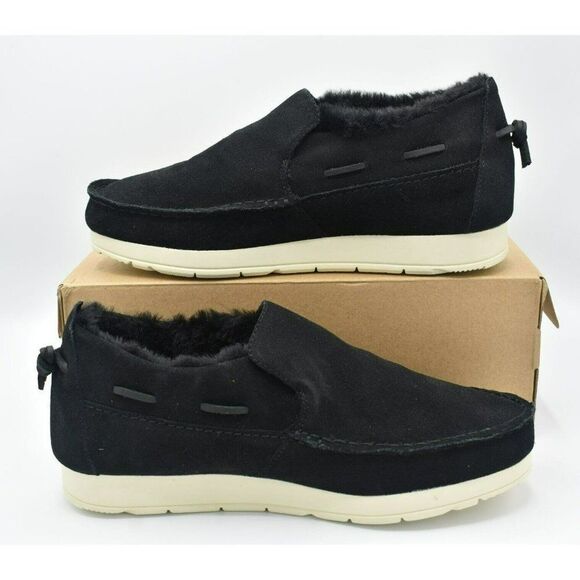 Sperry Men Size 9 Moc Sider Black Suede Microfleece Lined Slip on Boots STS23724 - Picture 2 of 10